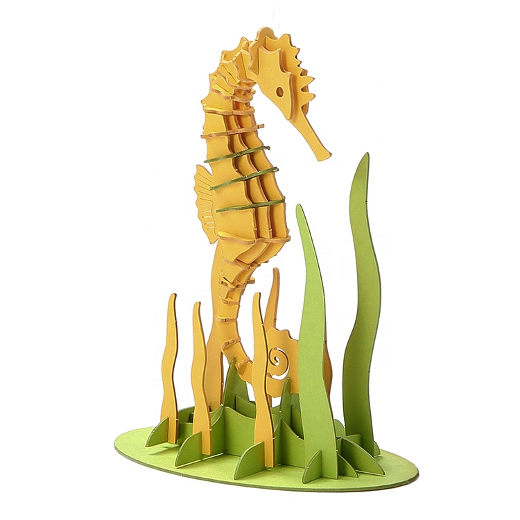 Fancy seahorse toys educational puzzle for kids 3D paper model
