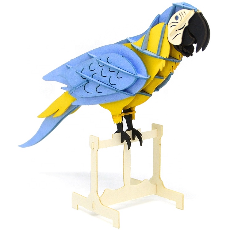 Intelligence Macaw Bird Animal Model DIY Educational 3D Parrot Paper Jigsaw Puzzle Craft Kit For Kids and Adult Toy Gift