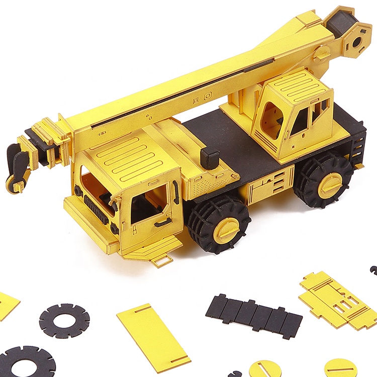 Custom Wholesale Construction Site Vehicles Paper Jigsaw Puzzle Toy Set Kids Engineering Play set,Tractor,Crane,Trucks,Excavator