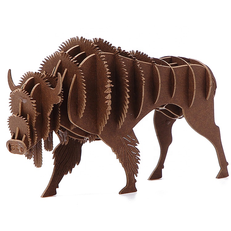 Brown american bison/buffalo wildlife 3d paper animal puzzle model gift craft kits