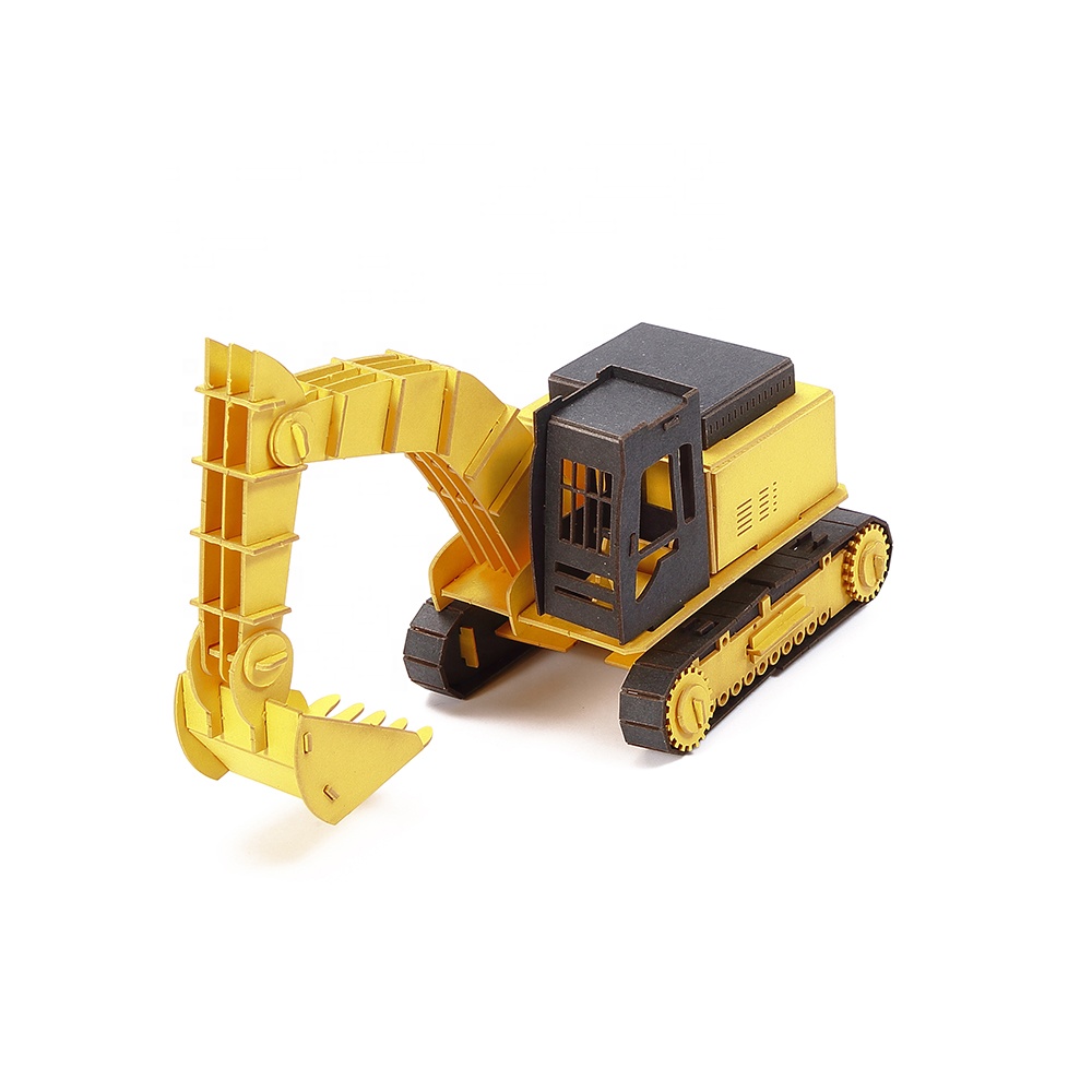 DIY 3d paper puzzle excavator assembling game model toys