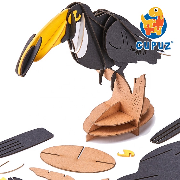 Laser Cut Hornbill Animal Jigsaw Kids Toys Construction Paper craft Kits Cardboard Model Puzzle Kits for Kids and Adults Teens
