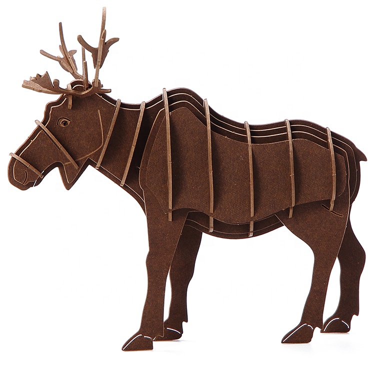 3D Animal Paper Model Moose Elk Assembly Model Paper Crafts 3D Puzzle DIY Toy Christmas Gifts Home Decoration For Kids and Adult