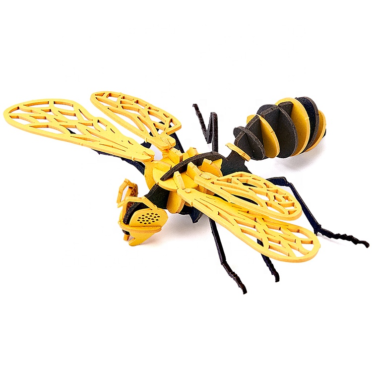 CUPUZ 3D Paper Puzzle Insect Papercraft Kit Hornet Bee Model Building Kits Laser Cut Brain Teaser DIY Jigsaw Puzzles