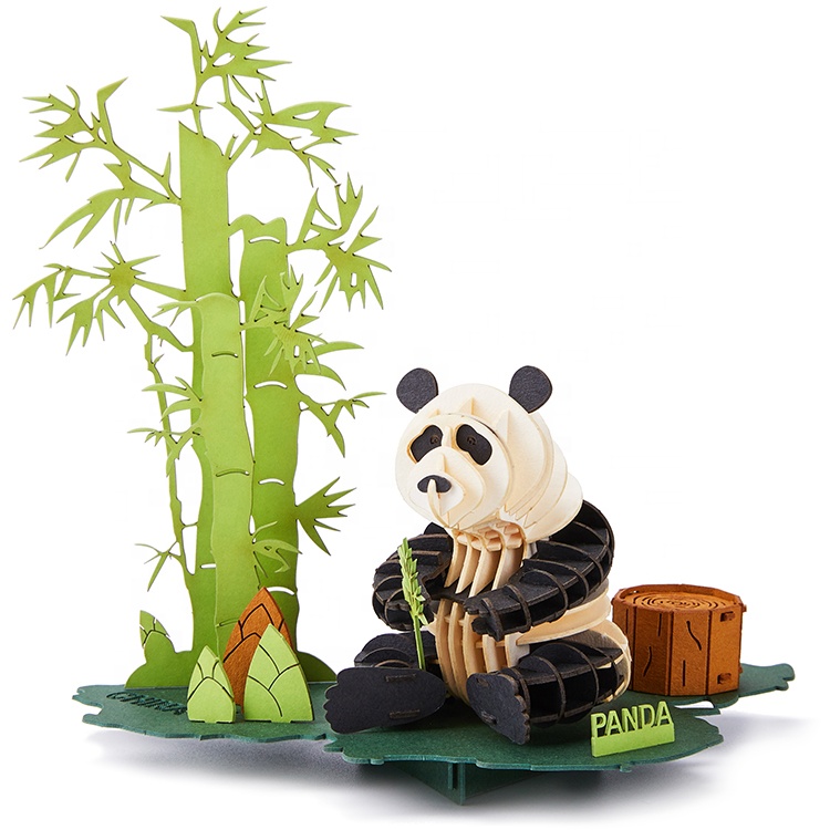 Christmas best gift diy toys 3d cardboard Panda model paper puzzles handicraft toy for kids
