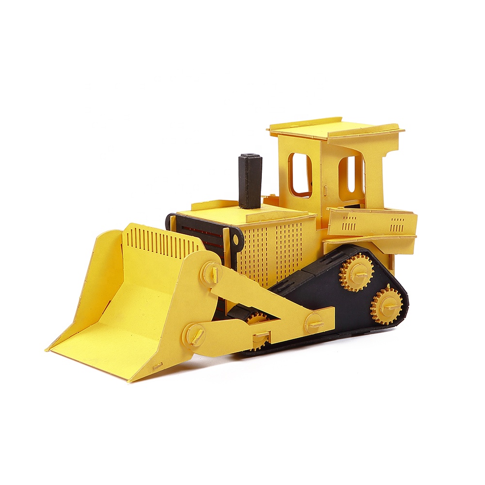 Custom 3d cardboard paper bulldozer puzzles toys for kids ages 4-8