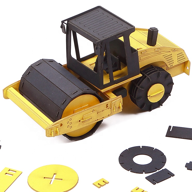 New DIY Assembly Paper craft Engineering Vehicle Models- 3d Roadroller Paper Jigsaw Puzzle Collection Gift Toys For Kids&Adult