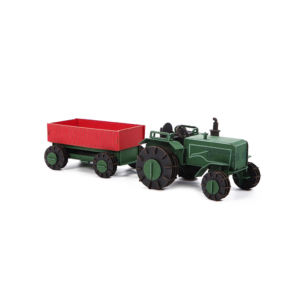 CUPUZ DIY Paper crafts 3D Puzzle - Model Tractor With a Trailer