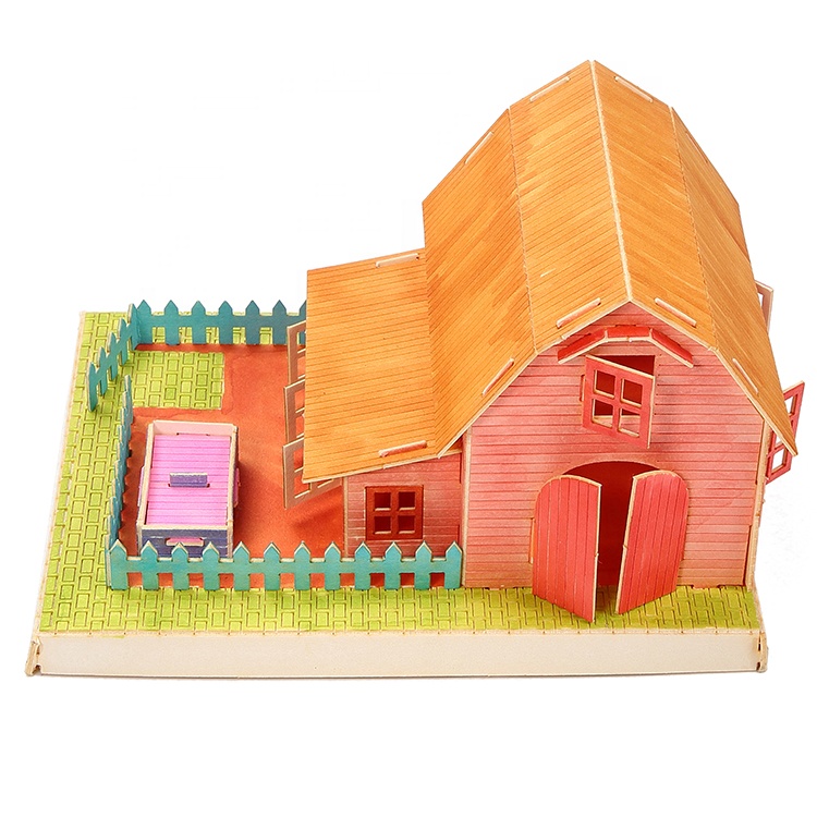 New fashion design 3d farm house building paper puzzle model toys sets