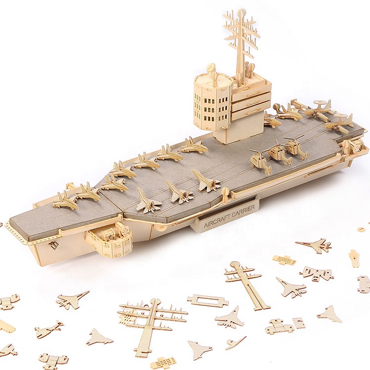Aircraft Carrier Cardboard 3D Construction Kits Educational DIY Naval Ships Toys Assemble Models Paper Craft Hobby Puzzles