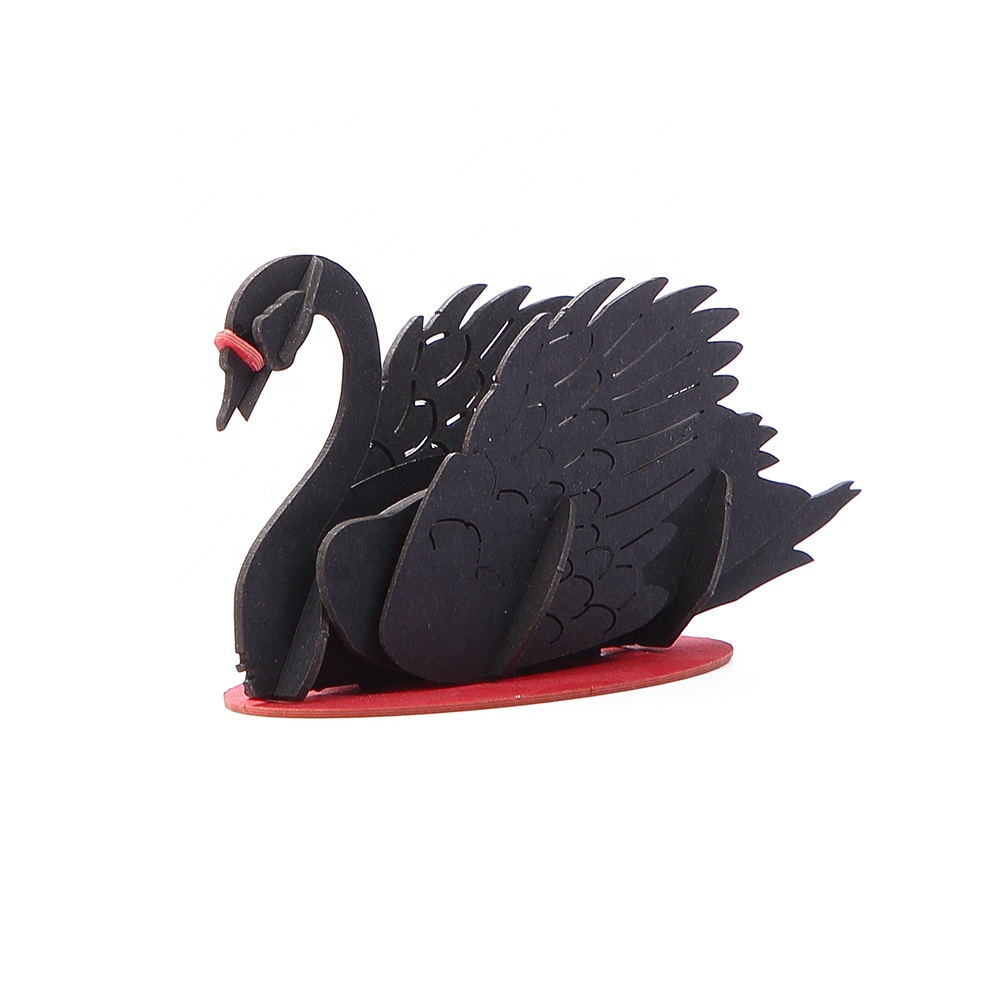 3D Papier Bird Animal Puzzle Game Swan Mini Assembly Model 3D Black Swan Cardboard Jigsaw Puzzle DIY Toy Gifts For Kid and Adult