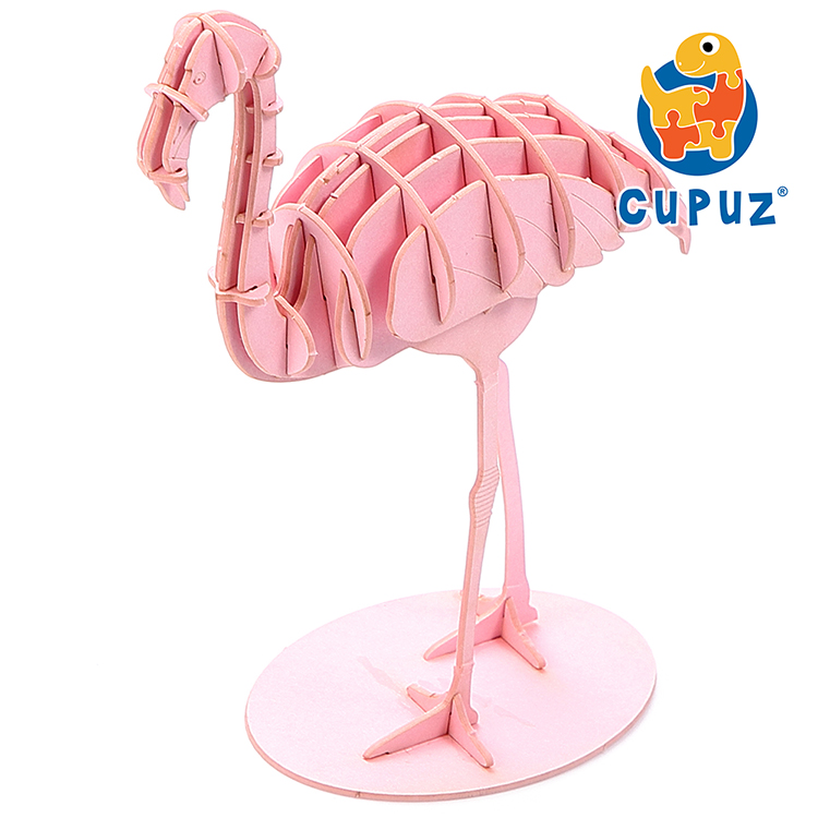 Pink flamingo model toy cardboard 3d diy paper puzzle