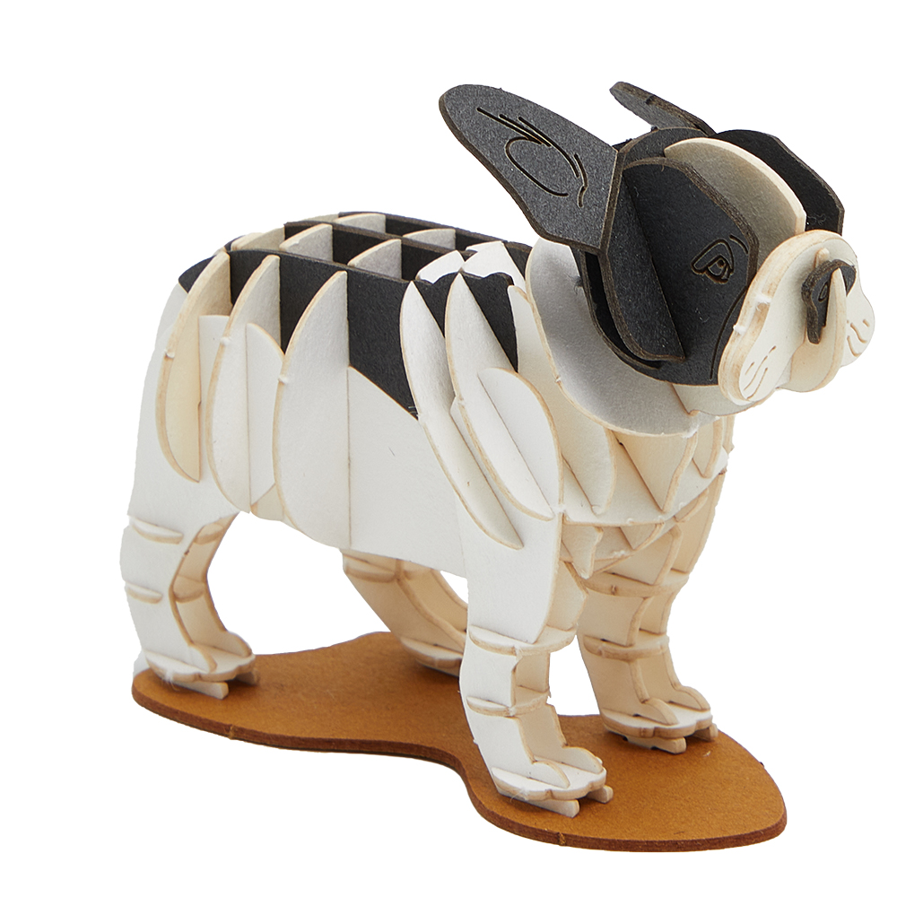 Laser cut cardboard puzzle cute diy building french bulldog animal puzzle model educational learning toy