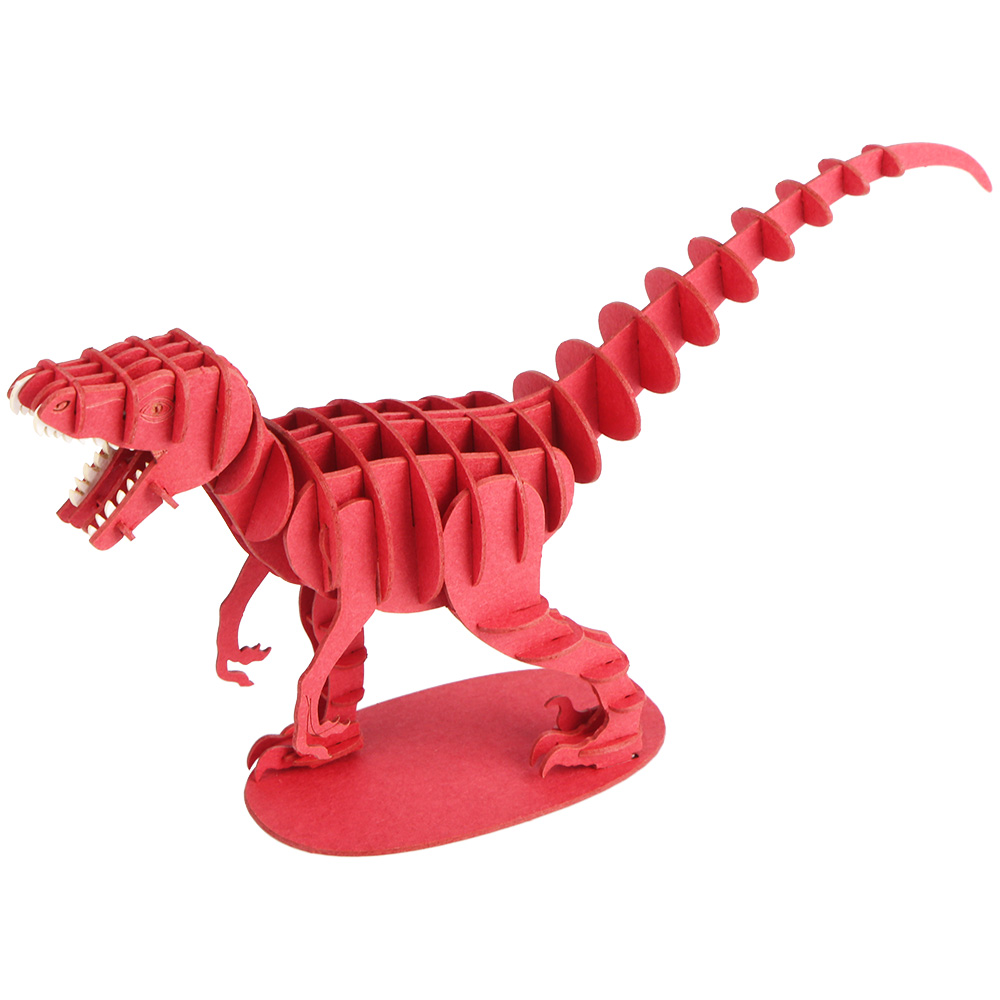 DIY Red Dinosaur Paper craft  Puzzle Model Toys Papercraft World 3D Velociraptor Puzzle Kits for Kid&Adults