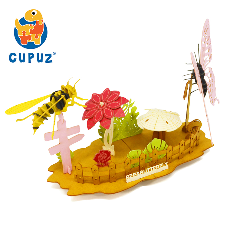 Diy Bee and butterfly cardboard model toys 3d scene paper puzzle