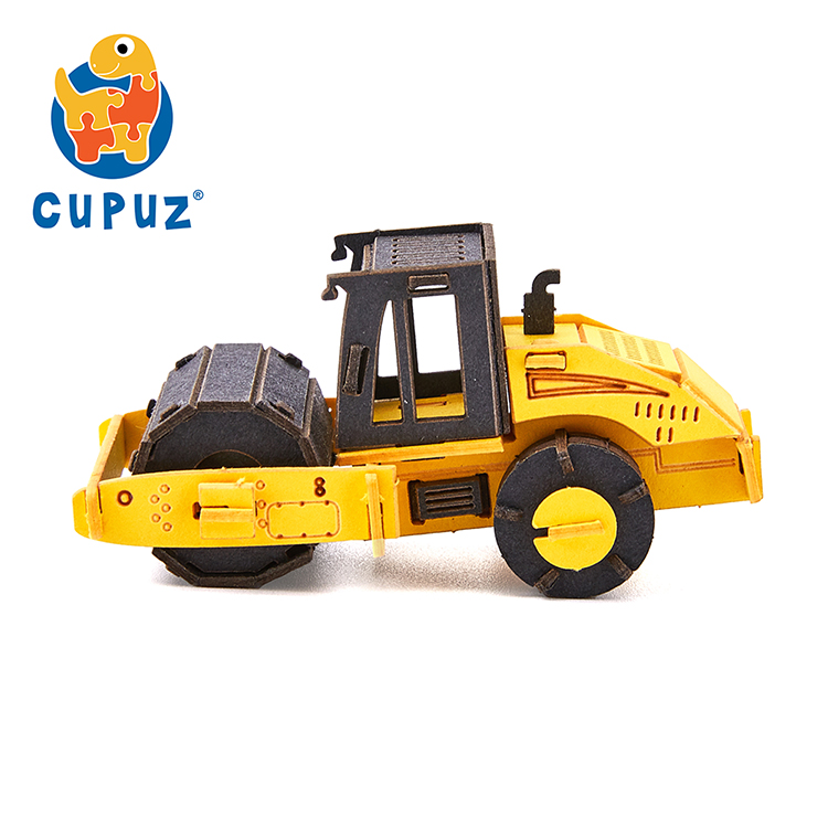 Handmade assembled paper model 3d mini road roller puzzle
