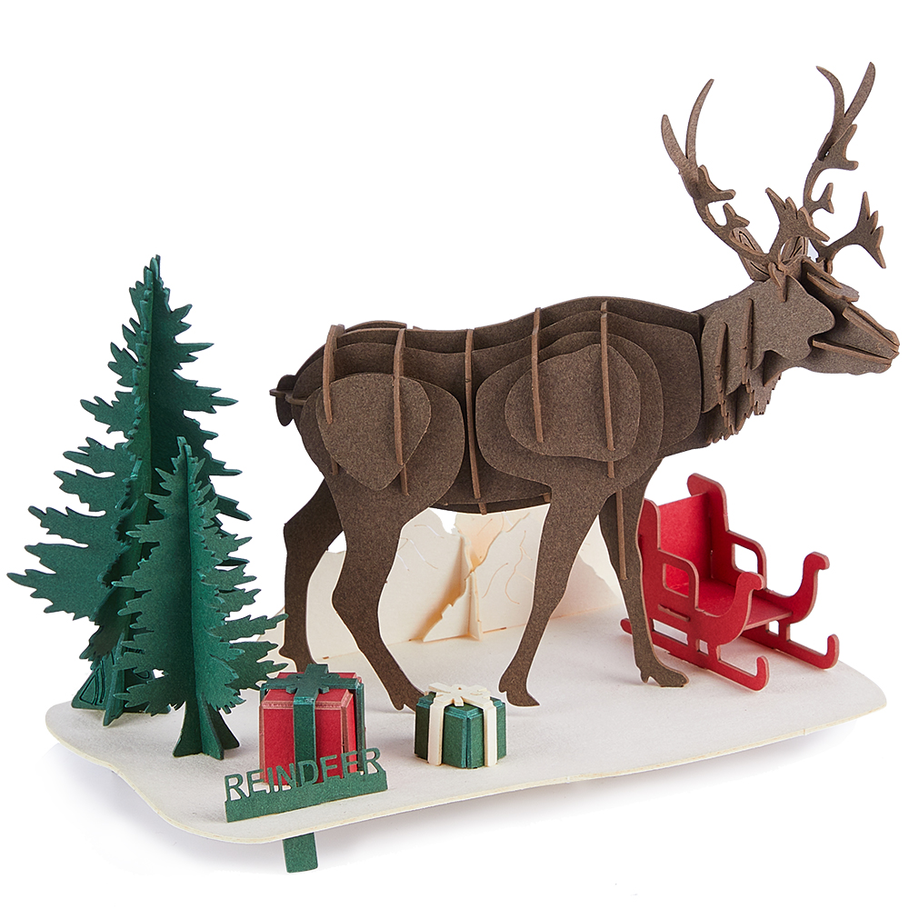 CUPUZ Custom 3D Paper Reindeer scene Puzzle DIY Educational Assembly Toy Kids Adults Desktop Decor Gift Souvenir