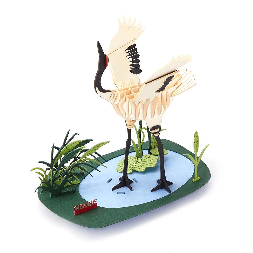 CUPUZ Custom 3D Paper Red-crowned crane scene Puzzle DIY Educational Assembly Toy Kids Adults Desktop Decor Gift Souvenir